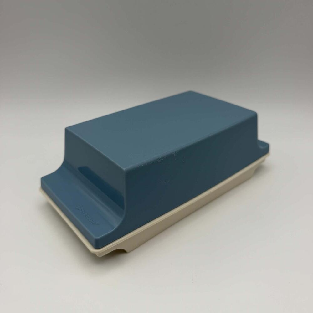 Vintage TUPPERWARE Butter Dish 1/2 Pound Blue & Beige / Tray #1511 #1512